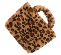 Angoily Large Capacity Leopard Print Plush Handbag Brown Tote Stylish and Convenient for Daily Shopping and Outdoor Use