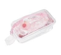 Angoily Large Capacity Lovely Pen Case with Cartoon Peach Pattern Transparent Flow Design Multifunctional Pencil Organizer Bag for Students and Artists Convenient Storage for Pens Pencils