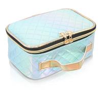 Angoily Large Capacity Portable Dopp Kit with Two Zippers and Pu Handle, Waterproof Diamond-Shapes Toiletry Storage Bag for Travel, Cuboid-Shaped Multipurpose Organizer