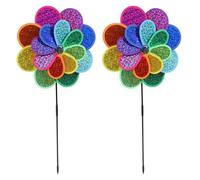 Angoily Lawn Ornaments and Environmentally Friendly Garden Windmills 2 Sets Double-layer Decorative Made of Sturdy Pp Material Convenient to Decorate, for Outdoor Backyard and Patio