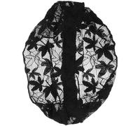 Angoily Leaf Cutout Pattern Wide Turban Headband for Women, Black Elastic Silk Hair Scarf Wrap, Non-Slip Hair Accessory Suitable for Outdoor and Daily Use