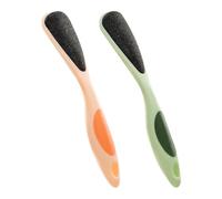 Angoily Long Handle Foot File 2 Pcs Set Double-Sided Callus Remover Foot Planer TPR Material and Dead Skin Removal for Professional Pedicure Random Color