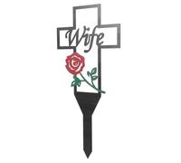 Angoily Metal Memorial Cross Stake for Cemetery Grave Marker Outdoor Garden Decoration for Honoring Deceased Wife Weather-resistant Sign for Cemetery Memorials and Remembrance