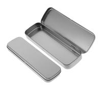 Angoily Metal Pencil Box 2pcs Set Silver Gray Tin Box Container Mini Stationery Storage Case for School Boys Girls Frosted Window Design