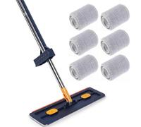Angoily Microfiber Flat Mop with Rotation and Easy Squeeze Function for Household Floor Cleaning Including Bathroom and Kitchen Use Large Mop Head
