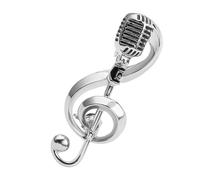 Angoily Microphone Music Note Brooch Pin 3D Alloy for Women Coworkers Formal Event Accessory