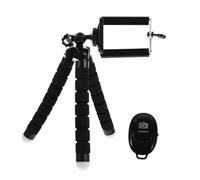Angoily Mini Octopus Phone Tripod Holder Adjustable Clamp and Wireless Remote for Smartphones and Dslr Cameras, Portable Black Sponge Selfie Stand for Live Streaming and Travel