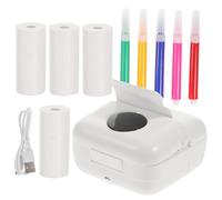 Angoily Mini Pocket Printer Wireless Thermal Photo Printer Portable Handheld Label Printing Machine 5 Rolls Paper and 5 Colored Pens for Students Office Use