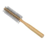 Angoily Mini Round Hairbrush for Blow Drying, Wooden Roller Curling Brush with Nylon Bristles, Small Styling Brush for Curly Hair at Home and Travel
