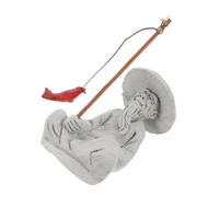 Angoily Mini Sandstone Fisherman Figurines for Fish Tank Aquarium Decor Ancient Style Asian Sitting Fishing Statue for Fairy Gardens Bonsai and Outdoor Zen Garden Ornaments