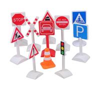 Angoily Mini Traffic Signs for Traffic Playset with Stop Sign Roadblock Crosswalk Signal for Sand Tables and Train Tracks Promotes Creative Learning and Imaginative Play