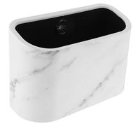 Angoily Mini Wall Hanging Trash Can No Lid Small Desktop Wastebasket for Home Office Bathroom Space-saving Compact Garbage Bin with Double-layer Design White Marble