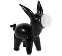 Angoily Miniature Black Donkey Figurine Glass Sculpture, Hand Blown Cartoon Donkey Shape, Compact Curio Cabinet Decor for Modern Animal Sculpture Collections and Farmhouse Animal Decor