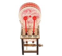 Angoily Miniature Chinese Wooden Drum Decoration, Small Traditional Musical Instrument Model for Table, Zen Garden Ornament, Asian Party Favor, Home Décor Accent