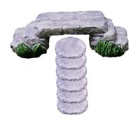 Angoily Miniature Resin Bridge and Stepping Stone Decor Set for Garden Bonsai DIY with 1 Mini Bridge and 6 Stone Path Pieces, Micro Landscape Ornament for Outdoor Patio and Succulent Pots