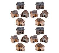 Angoily Miniature Resin Cottage Houses Artistic Landscape Decor 16pcs with Thatched Roofs, Sturdy and Compact Fairy Tiny Houses for Scene Display for Desktop and Garden