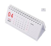 Angoily Minimalist White Desk Calendar with Twin-wire Binding, Portable and Lightweight Monthly Planner for Office and Home Use, Modern Elongated Design with Sturdy Structure