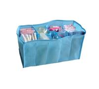 Angoily Multi-compartment Diaper Bladder Bag with Seven Compartments, Sturdy Non-woven Fabric Organizer Tote in Blue for Travel and Home Use by New Moms