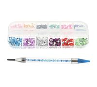 Angoily Multifunction Beads Painting Pen Set with Rhinestone Picker Box, DIY Dotting Tools for Nail Art and Diamond Picture Painting, Blue Manicure Accessories Kit for Creative Nail