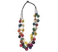 Angoily Necklace Material Multilayer round Coconut Shell Vintage Bohemian Lightweight Resin and Colourful Jewelry Accessory for Women and Girls for Daily Wearing or Prom