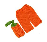 Angoily Newborn Baby Pumpkin Costume Photo Props Outfits Small Cap Knitted Hat and Pants for Three-Four Months Baby Halloween Orange Comfortable and Windproof