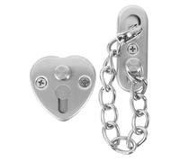 Angoily No-Drill Stainless Steel Door Chain Lock Heavy Duty Anti-Theft Safety Latch with Adjustable Ring and Open Heart Shape Design for Hotel Home Safety