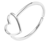 Angoily Opening Ring Finger Ring Stylish Silver Metal Decorative Modify Finger for Women Daily Use Well Match with Your Clothes Charming Heart Pattern Lightweight Elegant Sweet Temperament