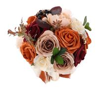 Angoily Orange Artificial Bridal Bouquet for Wedding, Bridesmaid Hand Bouquet with Rose Flowers, Wedding Flower Arrangement for Marriage Proposal and Anniversary Decorations