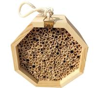 Angoily Outdoor Wooden Beehive Cabin Set with Hanging Pollinator House for Garden Beekeeping, Natural Wood Habitat Suitable for Wild Bees and Honeybee Apiaries