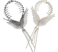 Angoily Pearl Ponytail Buckle Hair Clips with Tassel Wing Design Metal Claw Clips for Thick Hair 2pcs Gold and Gun Black for Women’s Updos and Bun Styling