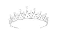 Angoily Pearl Rhinestone Wedding Headband for Bride, Delicate Alloy Princess Hair Accessory, Safe to Wear, for Wedding and Costume Occasions