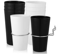 Angoily Pegboard Cup Storage Set 500ml with Hooks and Rings | Stainless Steel and Plastic, Black and White Cups, for Craft Tools and Stationery on Workbench or Garage