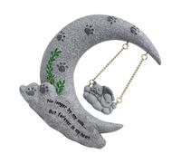 Angoily Pet Cat Memorial Stone Moon-shaped Resin Tombstone with Pendant Outdoor Pet Grave Marker for Garden Decoration for Cats