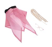 Angoily Pet Middle Eastern Costume for Small Dogs Cats with Chain Necklace Sunglasses Bandana Dubai Arab Style Headwrap Handcrafted Triangle Scarf Easy Wear Novelty Party Accessory
