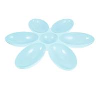 Angoily Petal-shaped 6-compartment Plastic Cat Dishes and Dog Floor Dish Blue Multi-use Pet Feeder Bowl for Feeding and Anti-guard Dog and Cat Food Daily Use