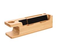 Angoily Phone and Watch Docking Station Organizer with Multi-compartment Desk Stand for Keys Glasses Fitness Trackers Stylish Bamboo Charging Holder for Home and Office