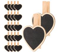 Angoily Photo Clips Chalkboard with Heart Message Tags 24 Wooden Pieces for Home Organization and Memo Display