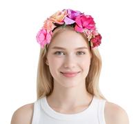 Angoily Pink Rose Flower Hair Band Headband for Women Lightweight Polyester Party Accessory with Realistic Appearance and Excellent Workmanship for Taking Pictures with Friends