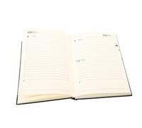 Angoily Planning Notepad Black PU Leather Daily Schedule Book for Students Multi Purpose Handbook with Thick Smooth Paper Suitable for Weekly Monthly Organization and Diary Writing