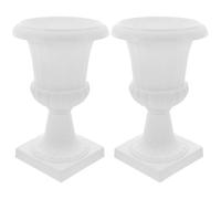 Angoily Plastic Urn Planters for Outdoor Plants 2 Pack,10 Inch Tall Classic White Urn Planter Decorative Urn Planter for Home and Garden Front Porch Door Deck Balcony Tabletop Decoration