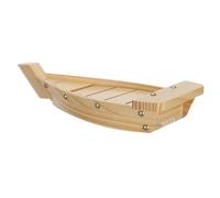 Angoily Plate Timber Boat Shaped Japanese Style Sushi Wooden Dish at Snack Tray Serving Dish for Restaurant and Family Dinners