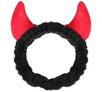 Angoily Plush Devil Horn Facial Headband for Skincare, Black Spa Hairband for Women Face Wash and Makeup Application