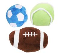 Angoily Plush Pet Teeth Cleaning Balls for Indoor Play Sport Design Soft Chew for Dogs and Cats Including Soccer Rugby Football Styles for Fetching and Training