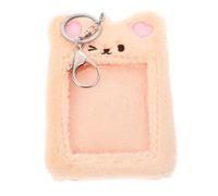 Angoily Plush Transparent Front Pocket Card Holder with Detachable Keychain Soft Wallet for Students Teen and Office Use Cute for Backpack and Purse Accessories