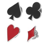 Angoily Poker Playing Card Brooch Pin Set 4Pcs Enamel Featuring Spade Diamond Club Heart Design for Women’S Bags Shawls and Hats