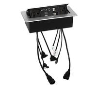 Angoily Pop-up Socket Desktop Power Socket Aluminum Case Slim Multimedia Outlet for Conference Room Desk Mounted Connection Box