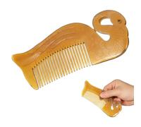 Angoily Portable Ox Horn Hair Comb Double-sided Engraving with Creative Swan Shape, Anti-static and Smoothing Hair, Hairdressing Tool for Home and Trip Use