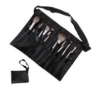 Angoily Professional Makeup Brush Carry Bag PU Cosmetic Waist Pouch with Cross-Body Strap for 32 Brushes, Handmade Makeup Artist Tool Storage Organizer for Travel and Daily Use