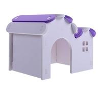 Angoily PVC Hamster House Small Pet Sleeping Nest Decorative Hamster Nest Villa for and Small Pets in Purple White