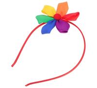 Angoily Rainbow Flower Lgbt Pride Headband, Single-layer Rainbow Ribbon Hairband with Colorful Floral Decoration, Gay Pride Parade and Party Accessories for Women
